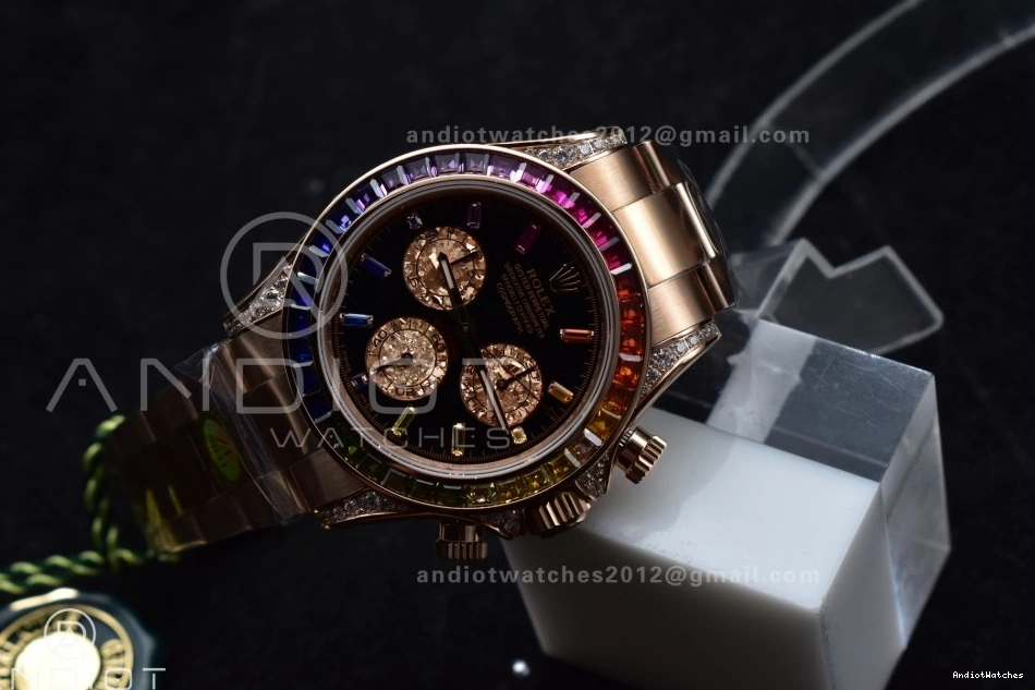 ZF SH Rainbow Bracelet Best 1:1 Diamonds 116595RBOW Durable Edition 776 Black RG Dial on Daytona 0416
